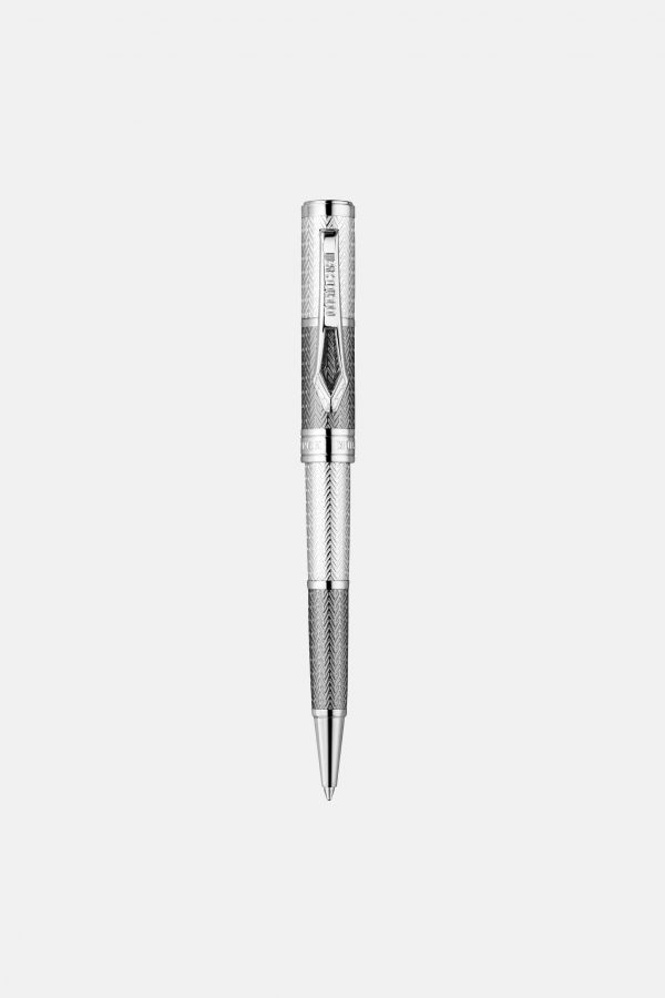  Roberto Cavalli Roberto Cavalli Chevron Ballpoint Pen, Two Tone Silver & Gun Color -  Bags & Accessories Silver & Gun Unica 