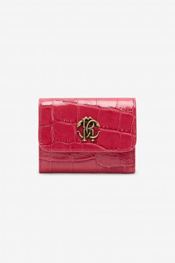  Roberto Cavalli Crocodile-effect Square Card Holder - Female  Fuchsia Unica 