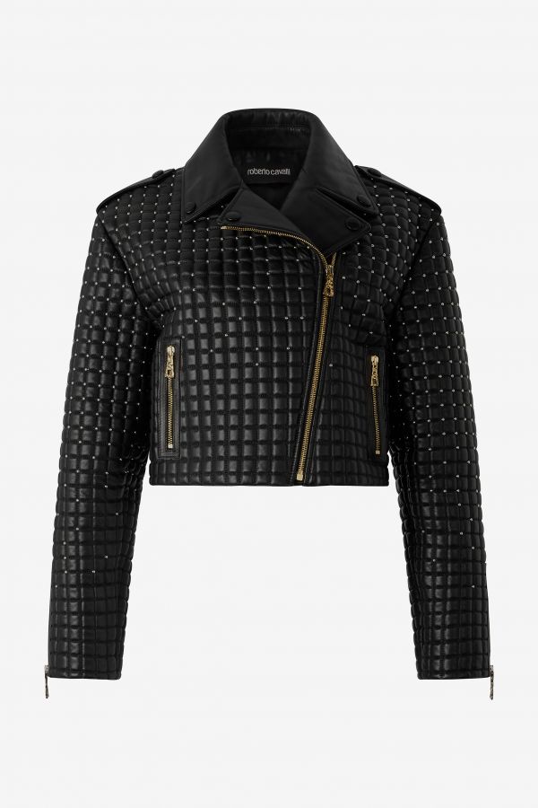  Roberto Cavalli Cropped Jacket With 3d-effect Quilting - Female  Black 44 