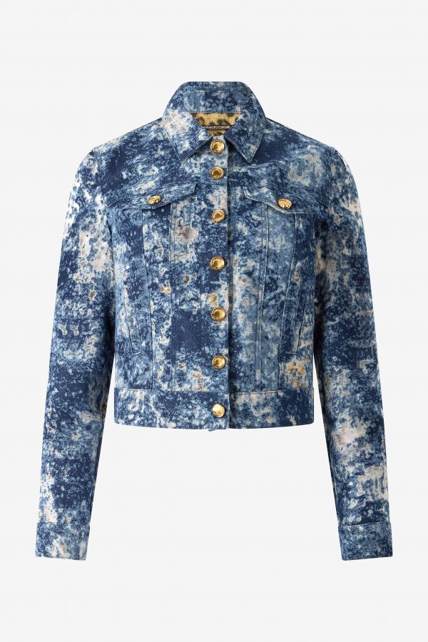  Roberto Cavalli Denim Jacket With Discoloration - Female  Blu Scuro 48 