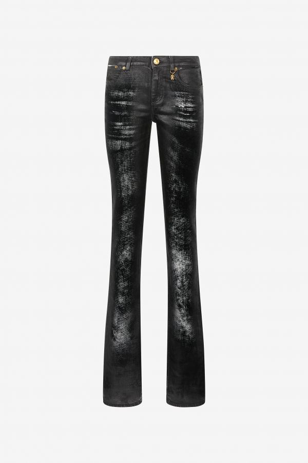  Roberto Cavalli Distressed-effect Python Skin Jeans - Female Ready To Wear Black 44 
