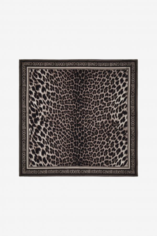  Roberto Cavalli Roberto Cavalli Foulard With Giaguaro Heritage Print - Female Scarves & Silks Dark Gray Unica 