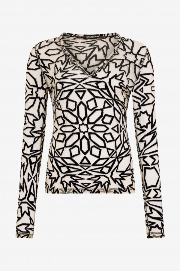  Roberto Cavalli Geometric Multicolor Pattern Sweater -  Tops Multicolor Unica 