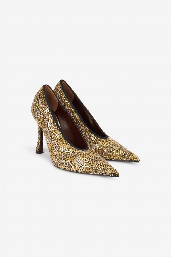  Roberto Cavalli Gold Pointed-toe Pumps - Female  Oro 38 