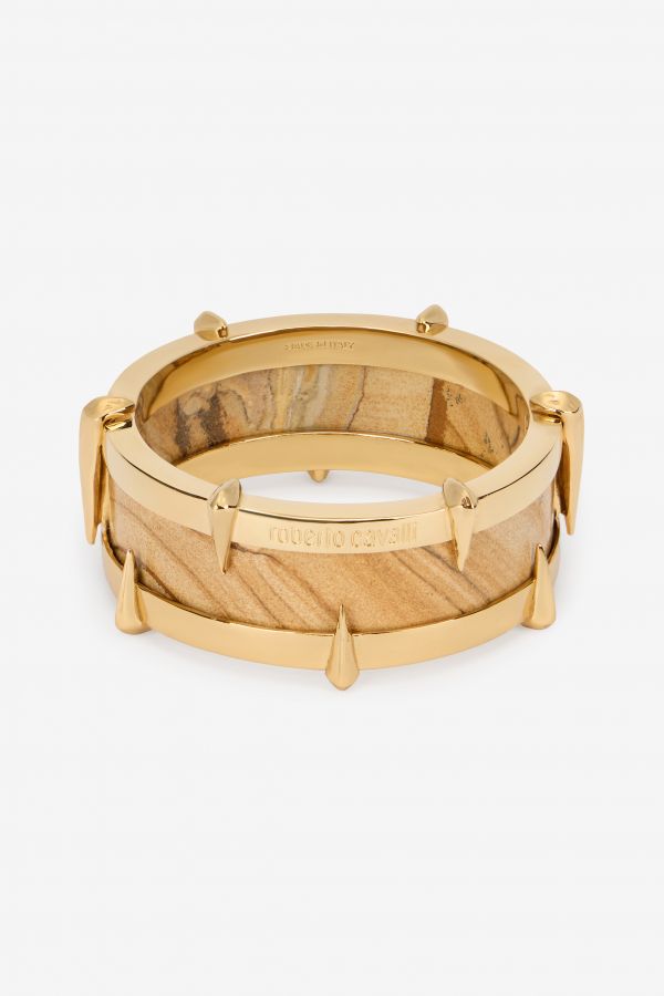  Roberto Cavalli Gold-tone Bracelet With Semiprecious Stone And Spikes - Female Accessories L.gold/yellow Unica 