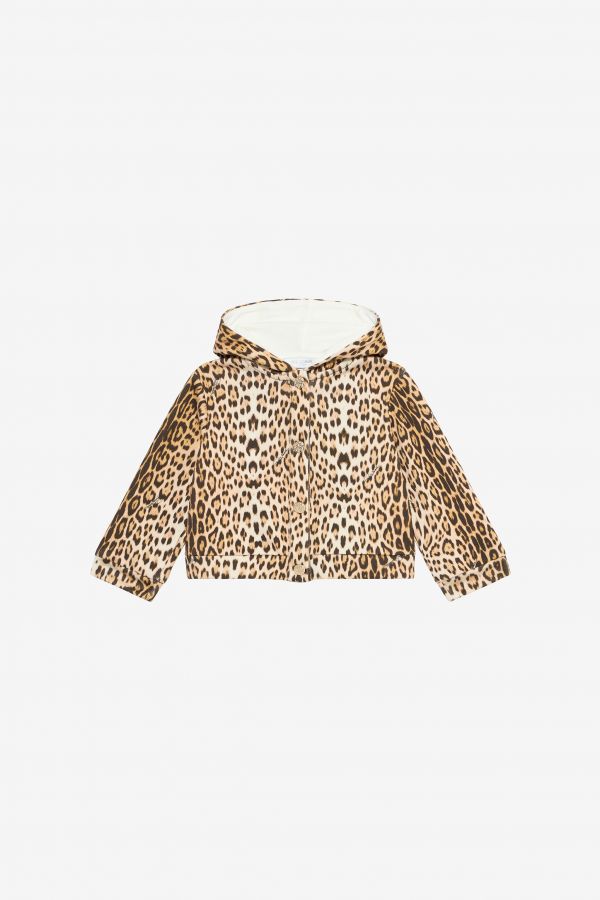  Roberto Cavalli Hooded Sweatshirt With Jaguar Skin Print - Female Baby Girls (6m-3y) Light Brown 12m 