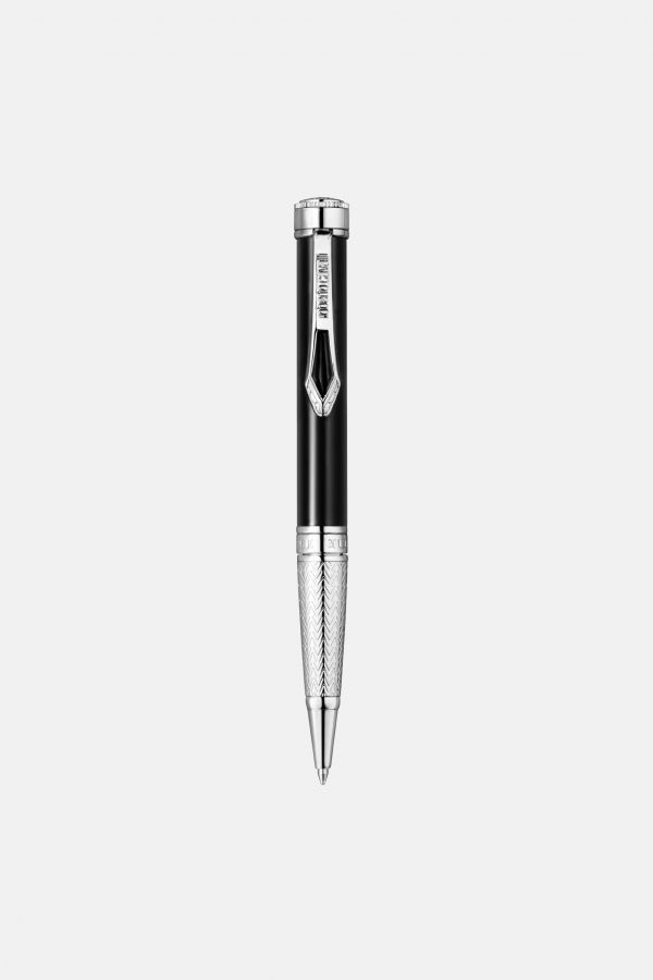  Roberto Cavalli Roberto Cavalli Lacquer Ballpoint Pen, Silver Color & Black Lacquer -  Bags & Accessories Silver Black Unica 