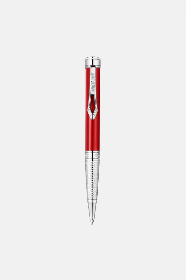  Roberto Cavalli Roberto Cavalli Lacquer Ballpoint Pen, Silver Color & Red Lacquer -  Bags & Accessories Silver Red Unica 