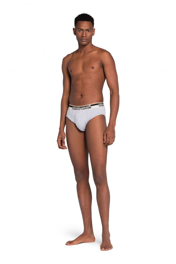  Roberto Cavalli Logo Briefs - Male  Gray M 