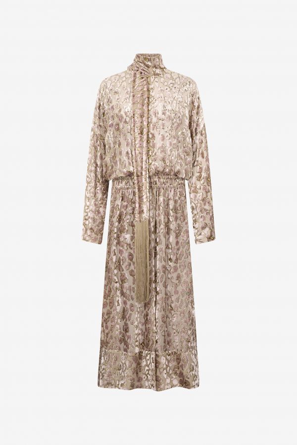  Roberto Cavalli Long Dress With All-over Dappled Pattern - Female  Rosa/oro 40 