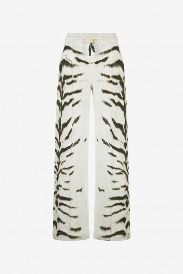  Roberto Cavalli Man Sports Pants With White Tigresse Ogat X Roberto Cavalli Print - Male  Black/white L 