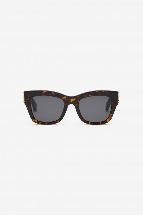  Roberto Cavalli Metal And Acetate Combination Sunglasses - Female Sunglasses Shiny Dark Havana Unica 