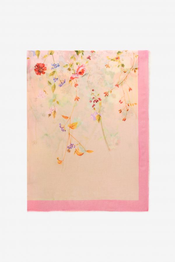  Roberto Cavalli Miami Flowers Print Modal And Cashmere Scarf - Female Scarves & Silks Multicolor Unica 