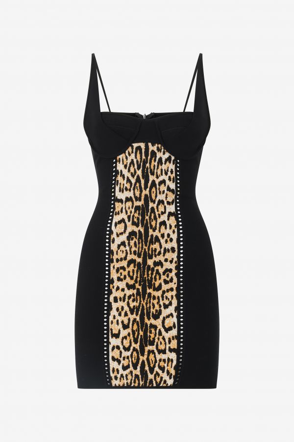  Roberto Cavalli Mini Dress With Jaguar Skin Pattern - Female  Brown M 