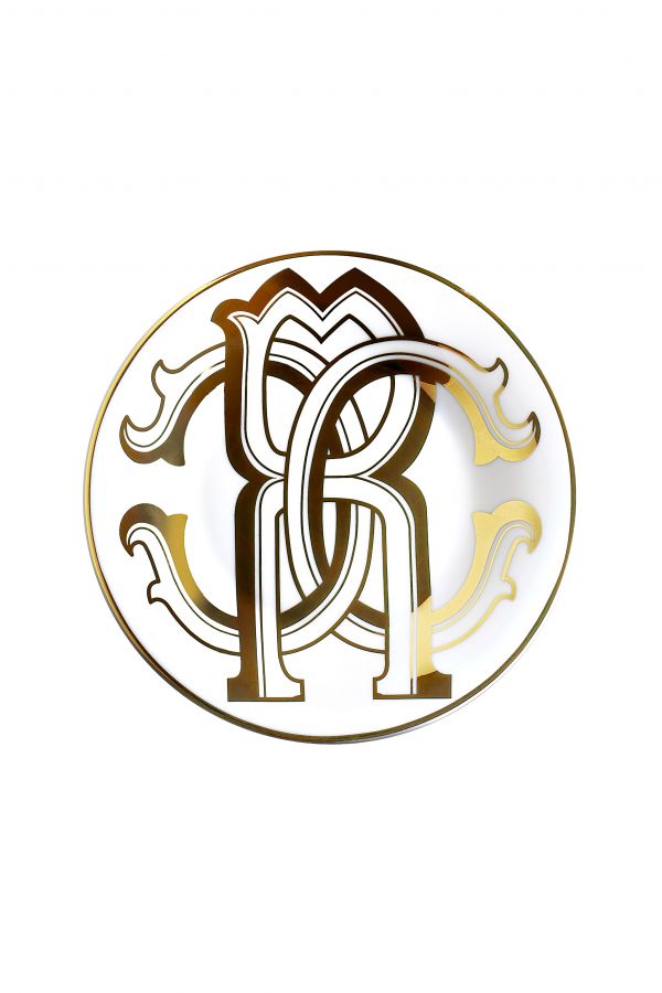  Roberto Cavalli Monogram Gold 2 Bread Plates Set -  Plates Gold Unica 