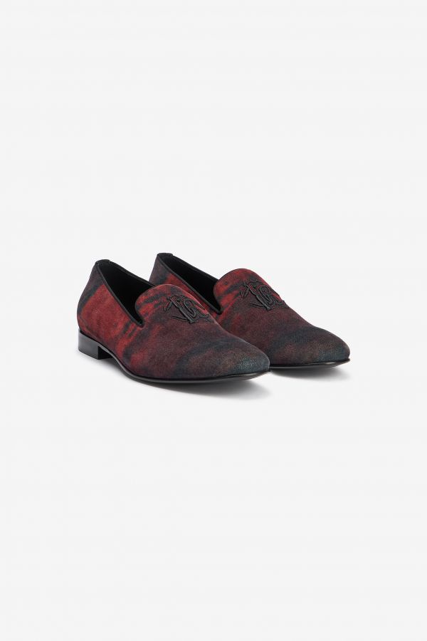  Roberto Cavalli Oriental Red Slipper With Mirror Snake Monogram - Male Promo Sale Fw2025 Oriental Red 41 