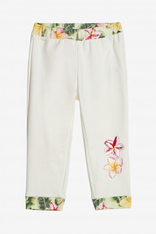  Roberto Cavalli Pants With Embroidered Flowers And Rc Monogram - Female Baby Girls (6m-3y) Milky White 03a 