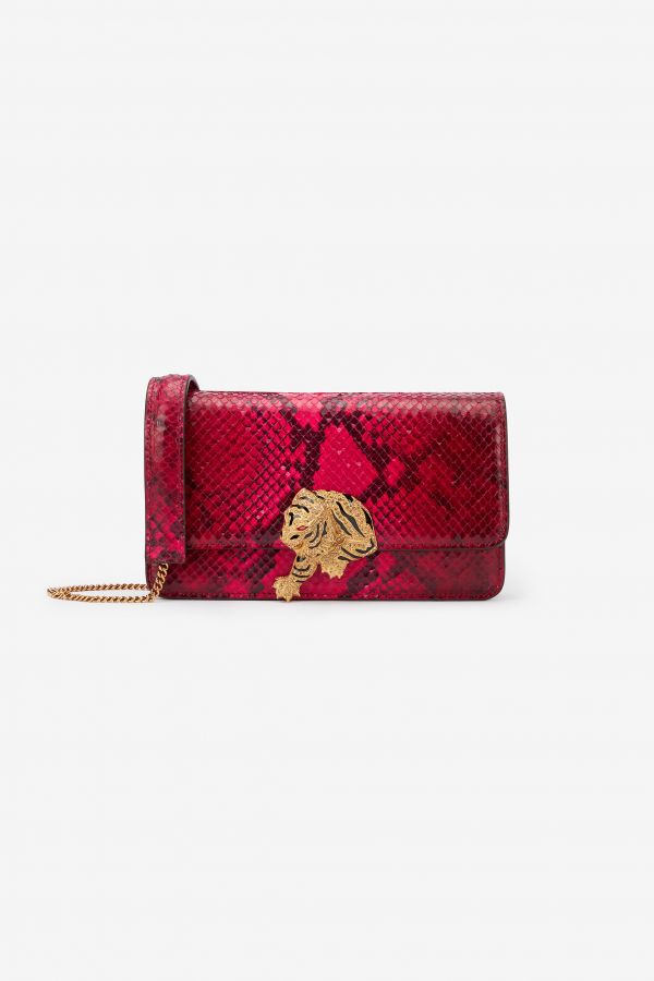  Roberto Cavalli Python And Tiger-print Bag - Female Mini Bags Fuchsia Unica 