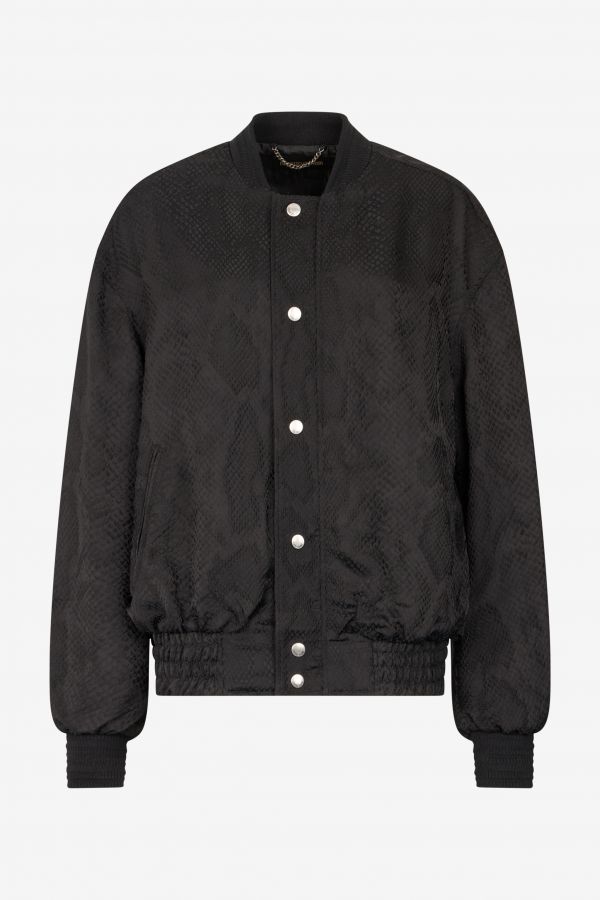  Roberto Cavalli Python-effect Bomber Jacket - Male Ready To Wear Black 48 