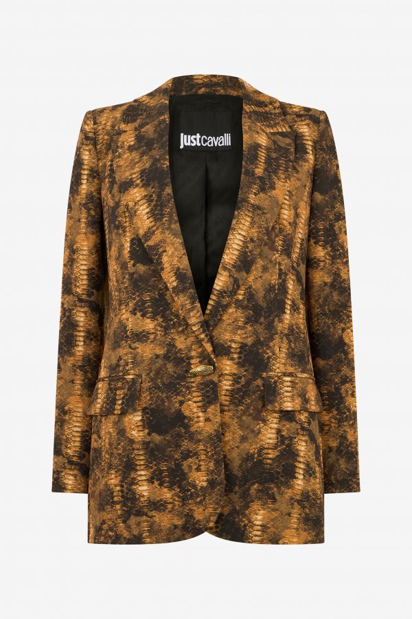  Roberto Cavalli Python Print Jacket - Female Jackets Zafferano 48 