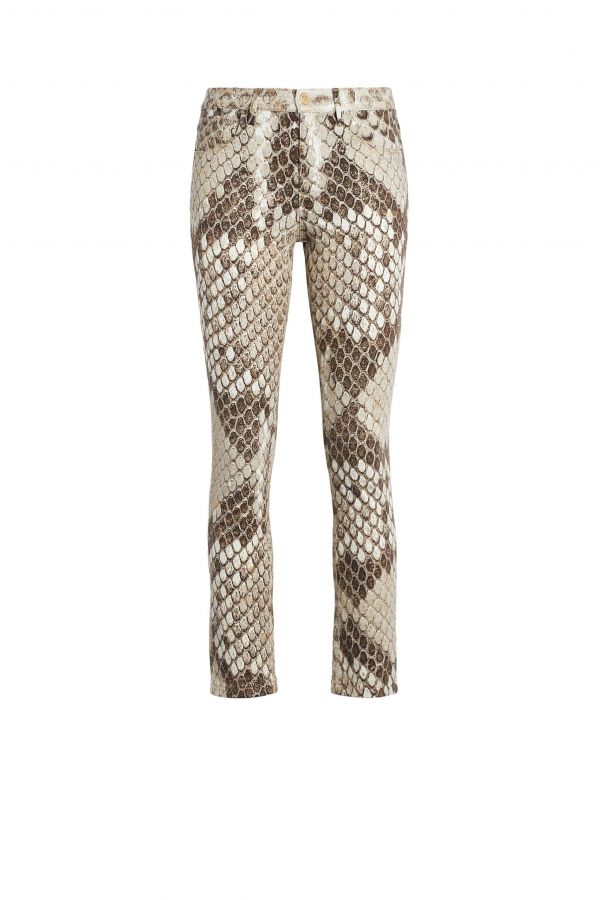  Roberto Cavalli Python Print Jeans - Female Ready To Wear Taupe 38 