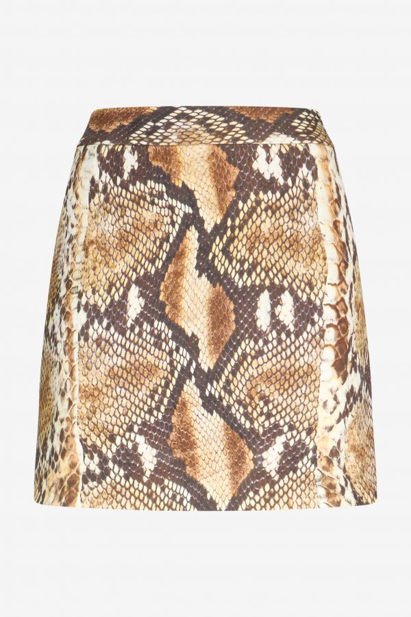  Roberto Cavalli Python Print Mini Skirt - Female Ready To Wear Brown 38 