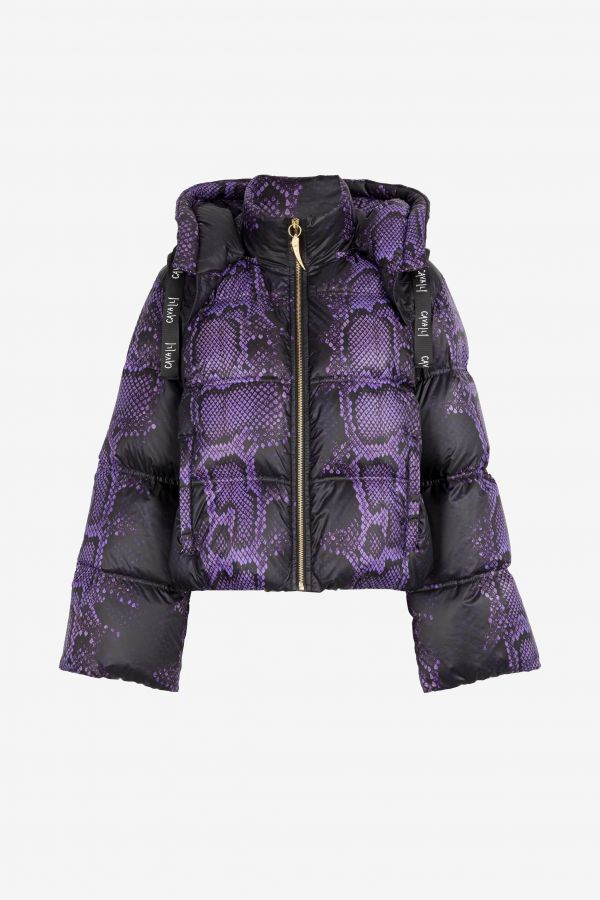  Roberto Cavalli Python-print Padded Jacket - Female Coats & Jackets Purple 38 