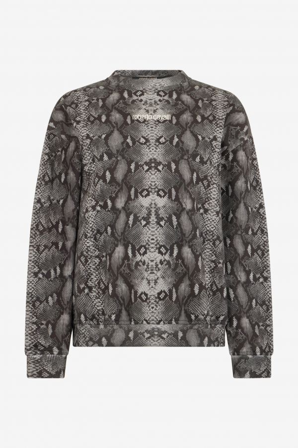  Roberto Cavalli Python Print Sweatshirt - Female Ready To Wear Python Dark Grey L 