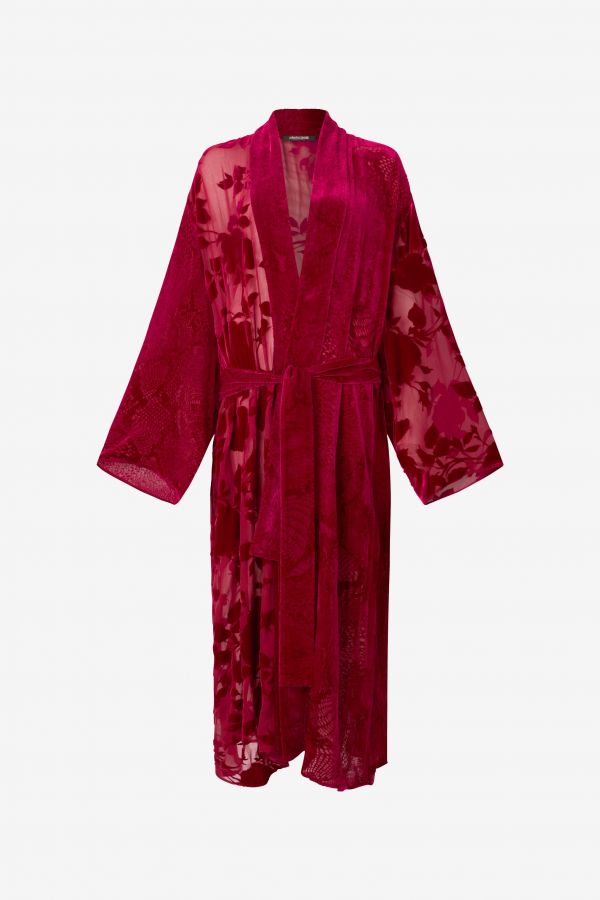  Roberto Cavalli Robe With Rose And Python Pattern - Female Ready To Wear Red 40 