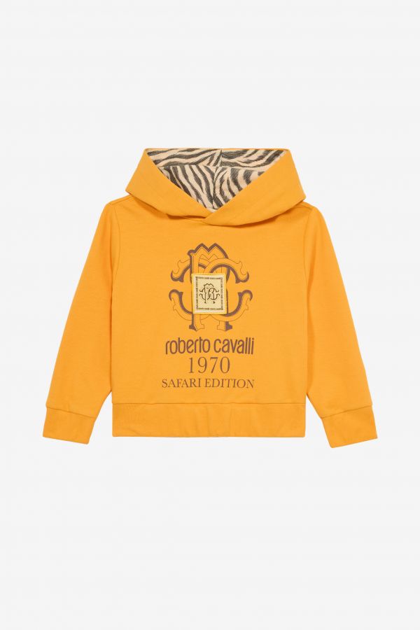  Roberto Cavalli Safari Edition Hooded Sweatshirt With Rc Monogram - Male Baby Boys (6m-3y) Orange 18m 