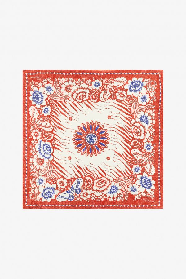  Roberto Cavalli Scarf With Zebra Pattern And Mirror Snake Monogram - Female  Red Unica 