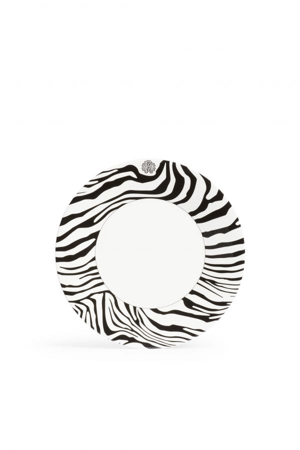  Roberto Cavalli Set Of 6 Zebra Flat Plates -  Tableware Black/white Unica 