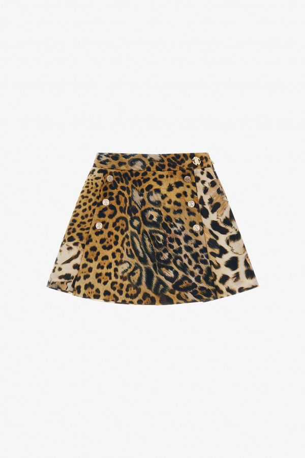  Roberto Cavalli Skirt With Jaguar Skin Print And Buttons - Female Ready To Wear Jaguarskin Natural 10a 