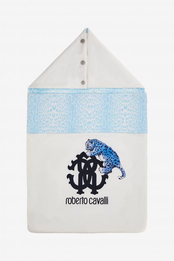  Roberto Cavalli Sleeping Bag With Jaguar Skin Print And Blue Leopard -  Ready To Wear Baby Blue Unica 