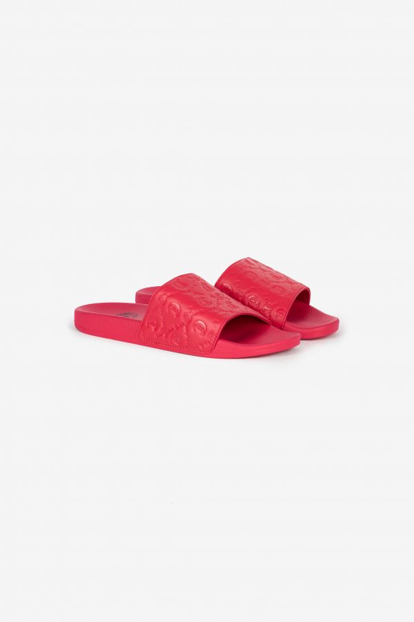  Roberto Cavalli Sliders With Diamond Pattern And Jc Monogram - Female Shoes Fuchsia 37 