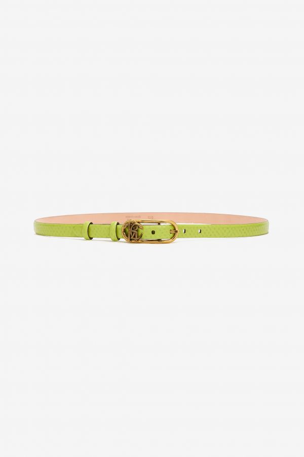  Roberto Cavalli Snake-effect Belt With Mirror Snake Monogram - Female  Light Green 95 