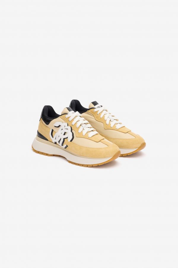  Roberto Cavalli Sneakers With Contrasting Back And Monogram Mirror Snake - Female Shoes Light Brown 40 