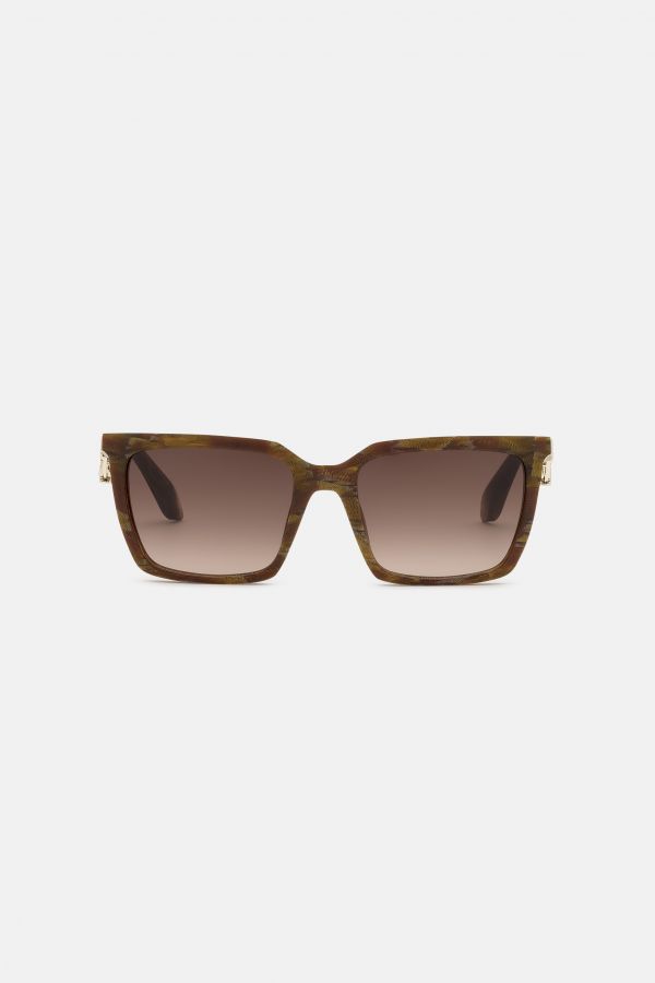  Roberto Cavalli Sunglasses With Acetate Front Combined With Metal Temples - Female Eyewear Brown Stone Effect Unica 