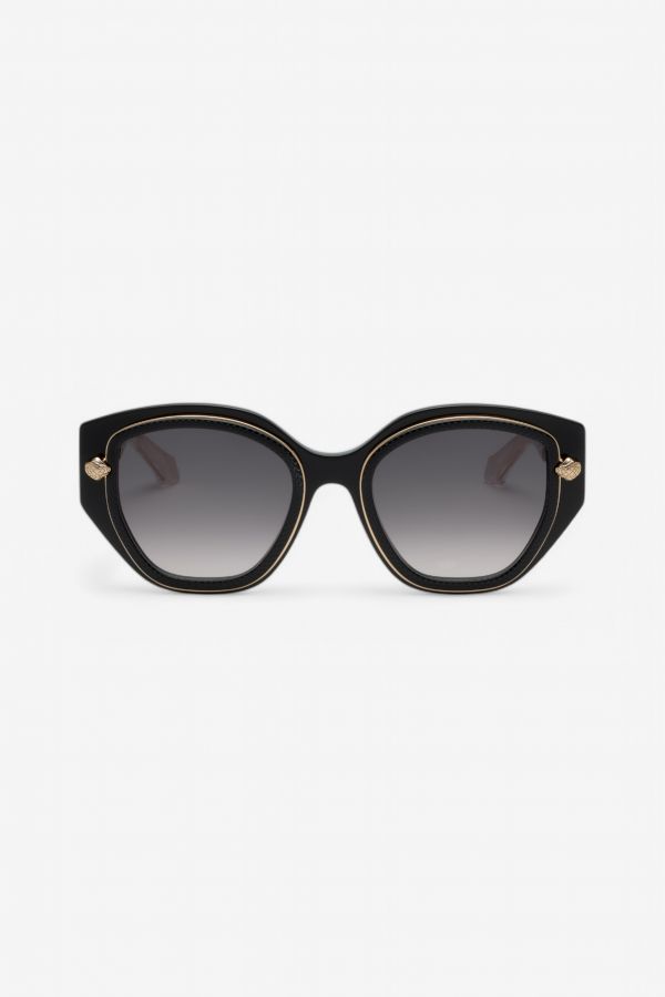 Roberto Cavalli Wide And Feminine Front Sunglasses With Double Ring Decoration - Female Eyewear Black Unica 