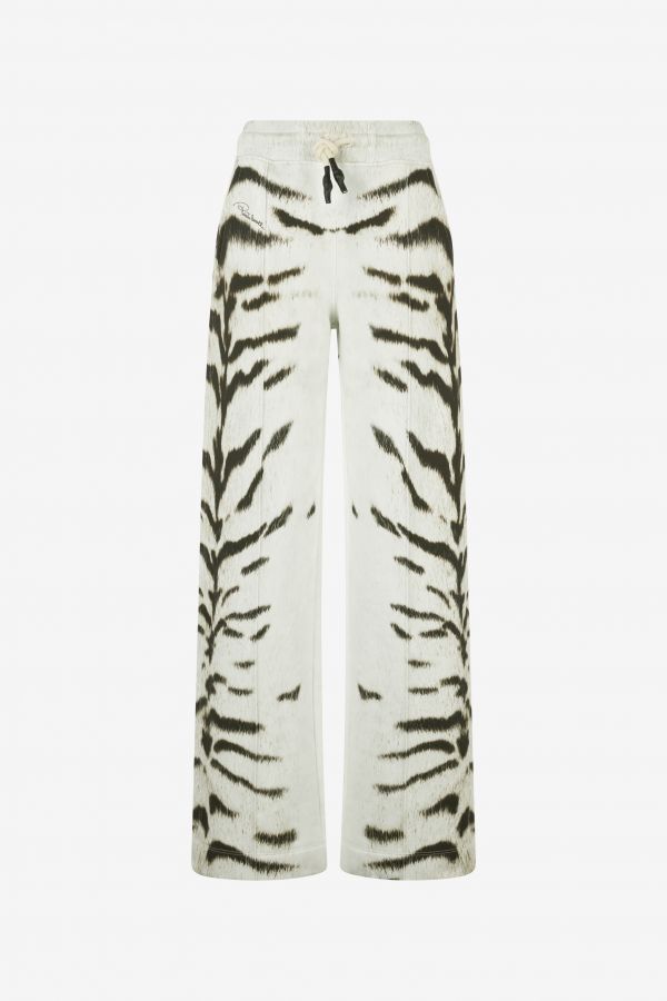  Roberto Cavalli Woman Sports Pants With White Tigresse Ogat X Roberto Cavalli Print - Female  Black/white S 