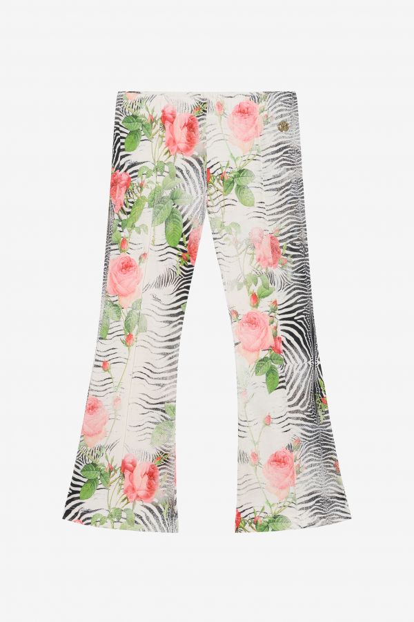  Roberto Cavalli Zebra Rose Print Trousers - Female Trousers Multicolor Zebra Ros 12a 