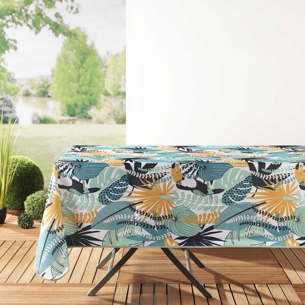  Douceur D Intérieur  Tablecloth Nappe Rectangle 150 X 240 Cm Polyester Imprime Brazilia Menthe/b  () 