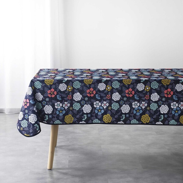  Douceur D Intérieur  Tablecloth Nappe Rectangle 150 X 240 Cm Polyester Imprime Lily Bleu  () 