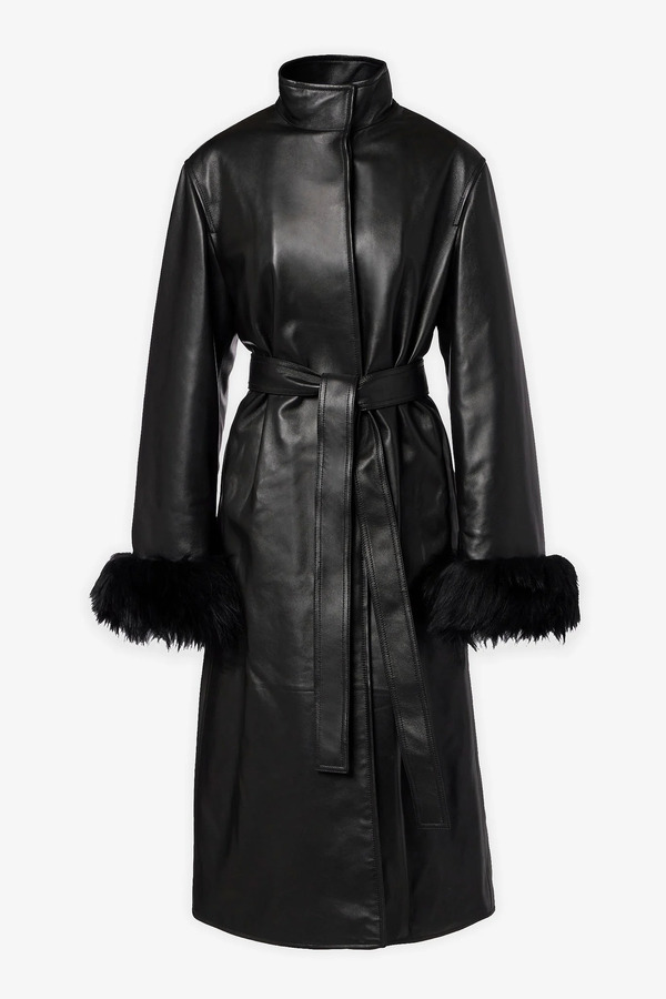  Alaïa Alaia Black Leather Long Coat 