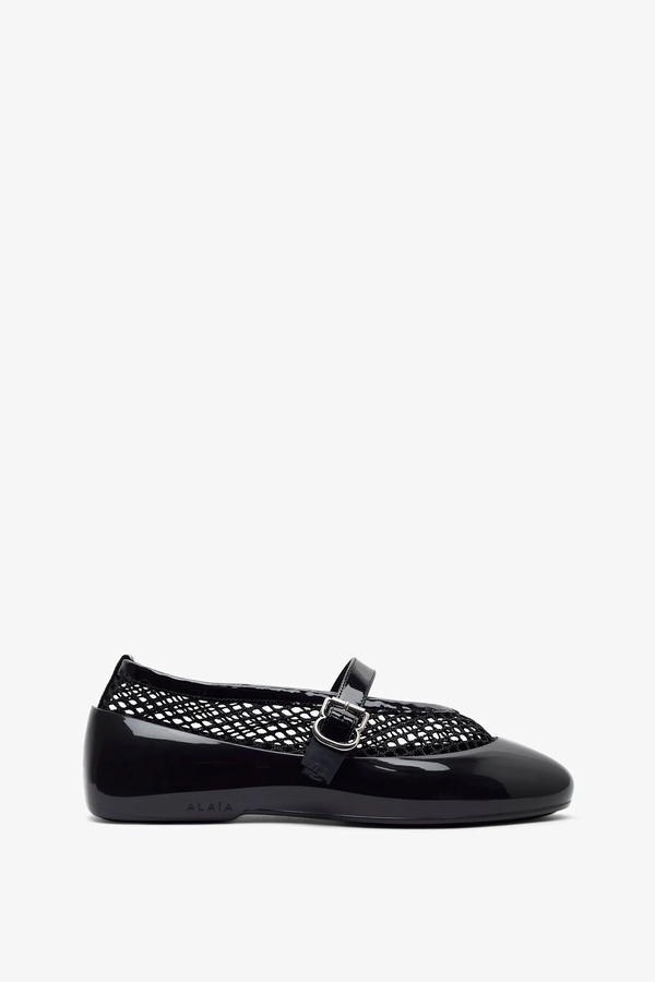  Alaïa Black Rubber Ballet Flats 