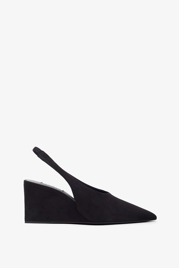  Alaïa Black 90 Suede Slingback Wedges 