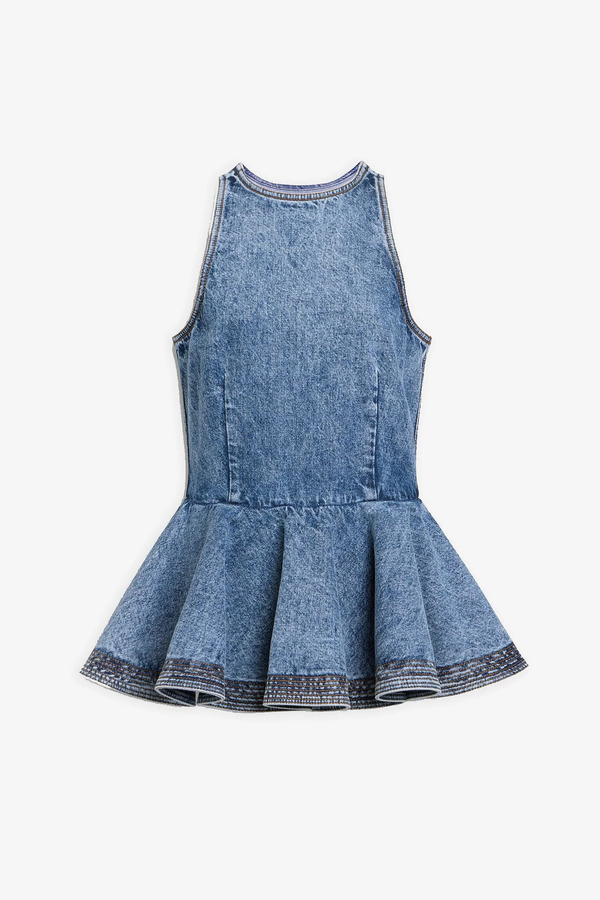  Alaïa Blue Denim Peplum Top 