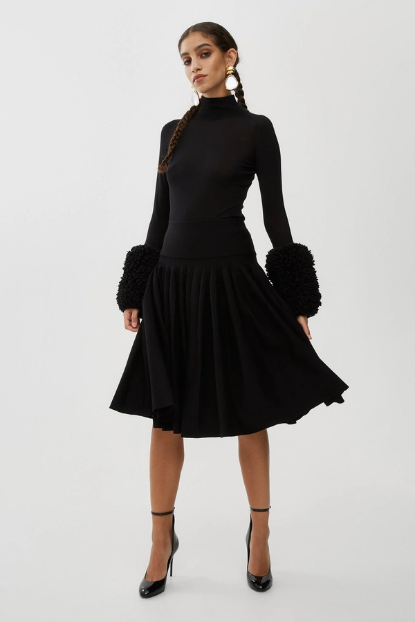  Alaïa Pleated Knit Midi Skirt 