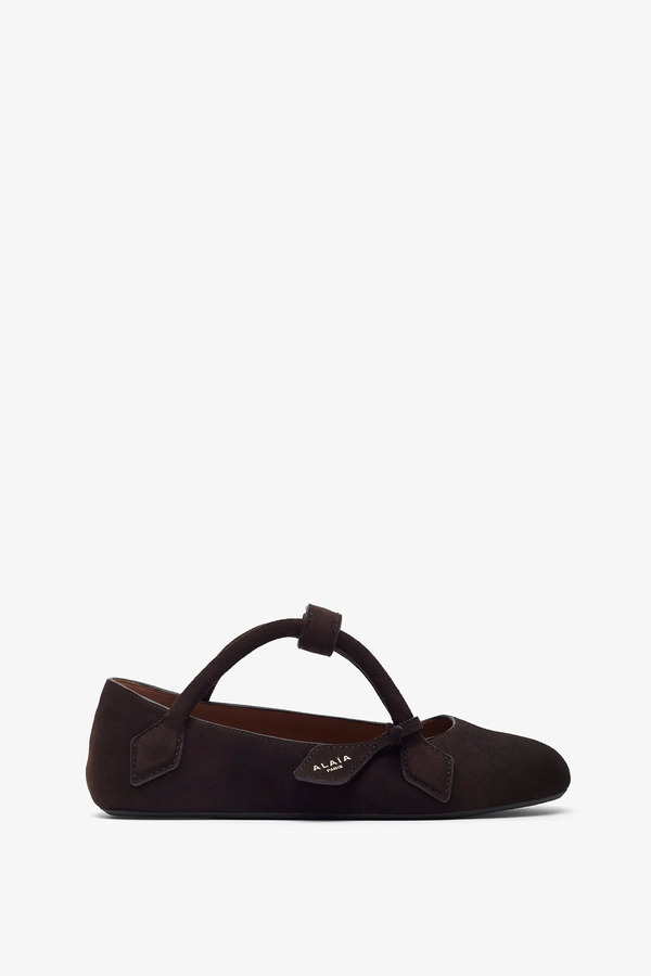  Alaïa Teckel Brown Suede Ballet Flats 