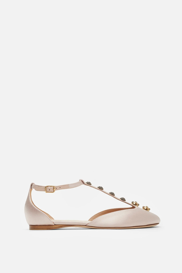  Chloé Celeste Blushy Beige Satin Ballerinas 